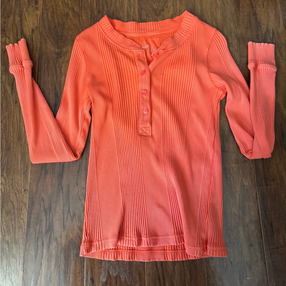 Women's Orange Ribbed Top